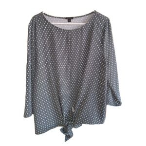 Ann Taylor Women's XL Long Sleeve Gray Knotted Shirt Blouse Career Office Chic
